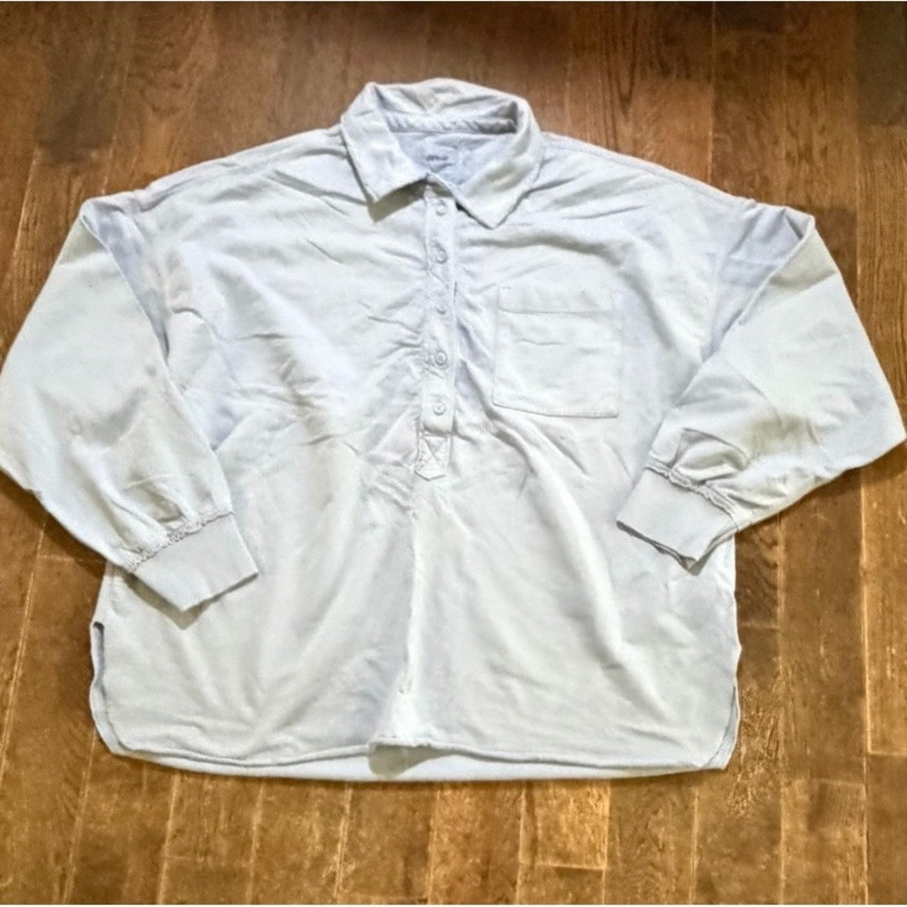 Aerie Shirt Tunic Top Womens  Long Sleeve Pullover Light Blue - L